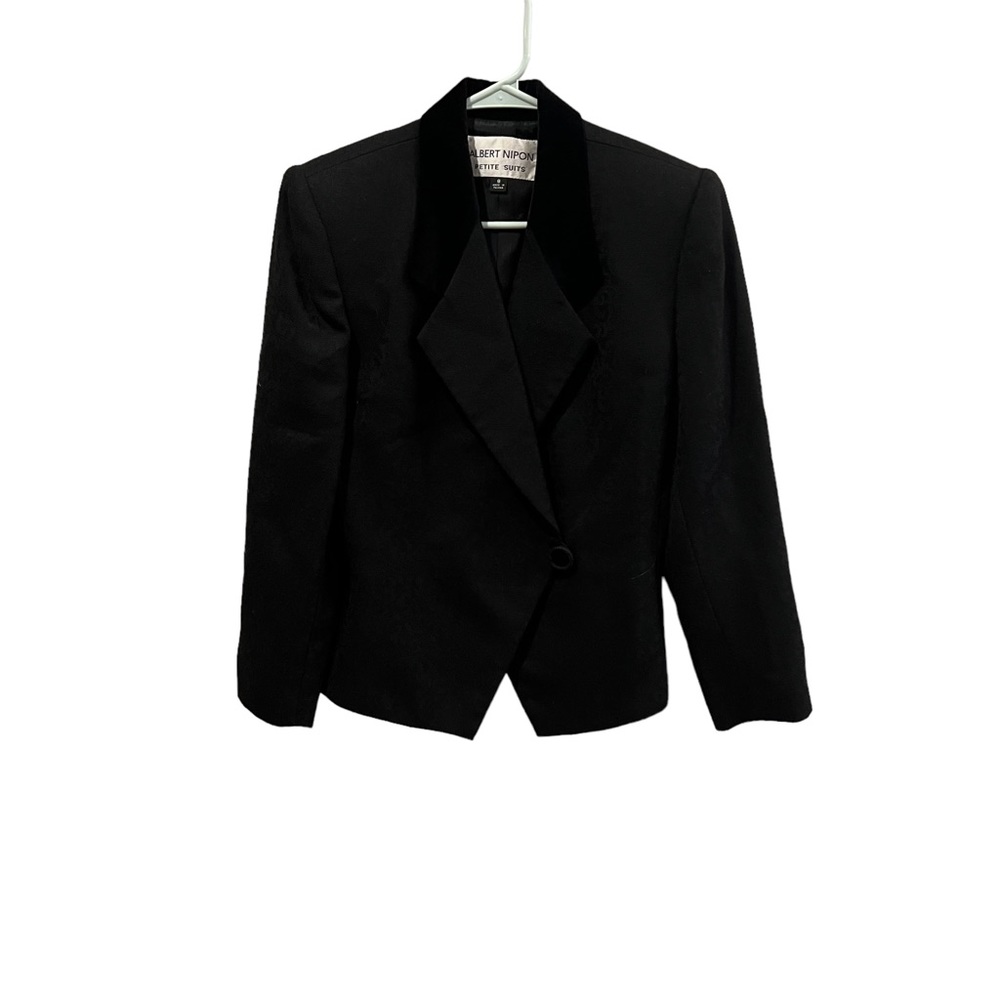 Albert Nipon Women’s Suit Jacket In Black, Velvet… - image 1